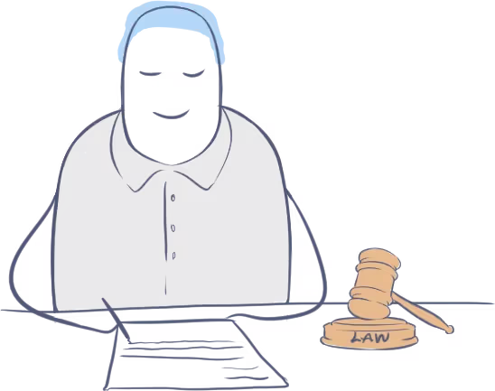 An illustrated character depicting a qualified and experienced paralegal, drafting deed poll documents in the UK - Drafted by Experienced Paralegals