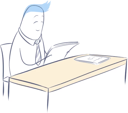 Illustration of a Paralegal team member carefully checking drafted Deed Polls documents for errors or mistakes - Checked by Quality Control