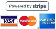 Payments powered by Stripe, We accept Visa, Mastercard, American Express